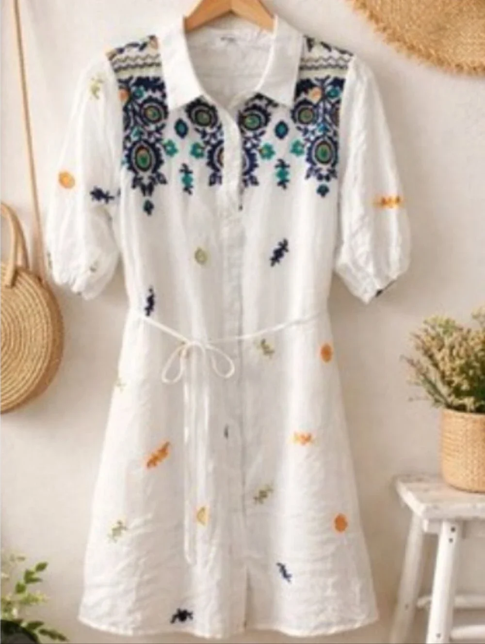 Kindred Embroidered Shirtdress Bohemian Gauzy